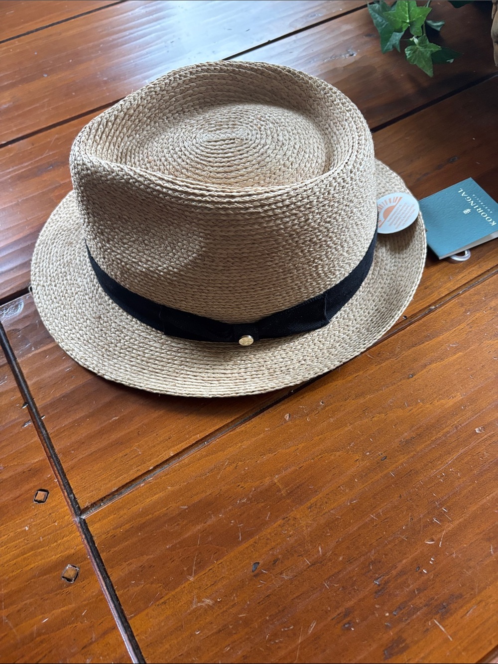 Kooringal Women’s Tan Straw fedora Hat with Black Band